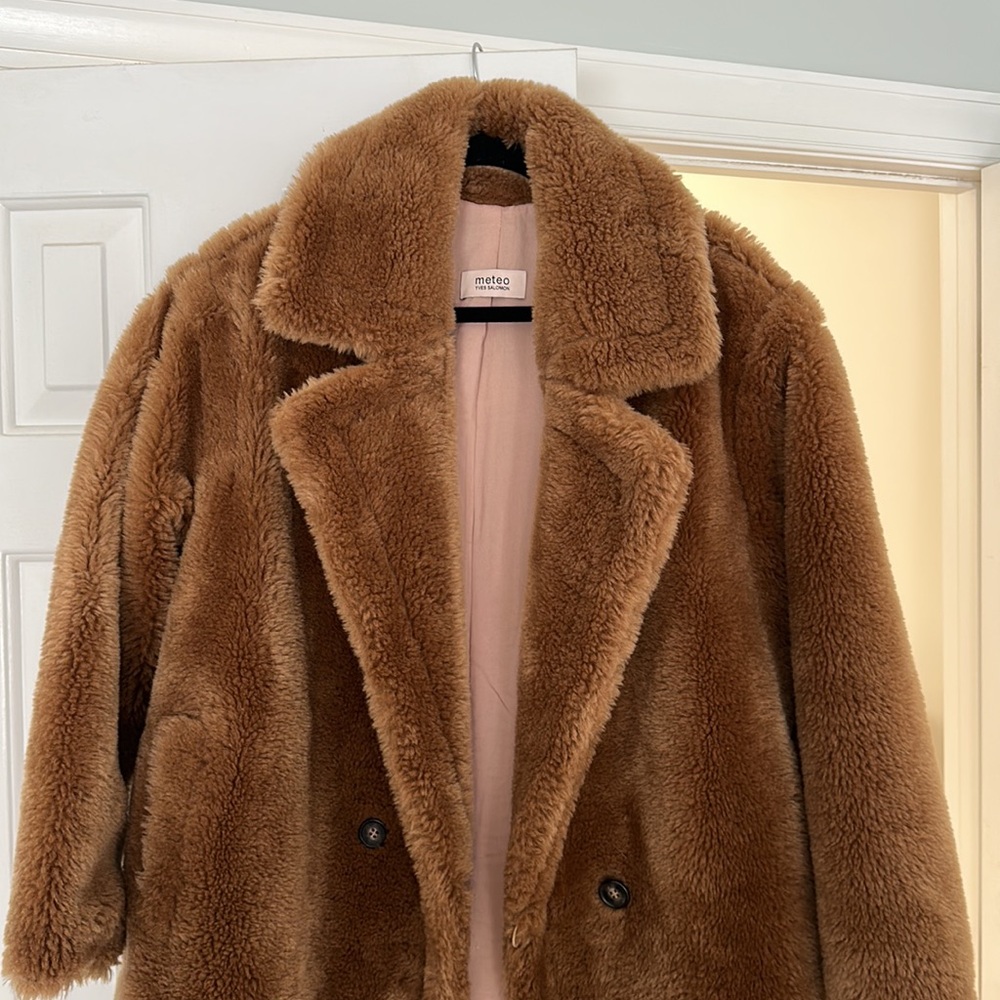 Meteo yves salomon brown wool teddy coat size 34 (XS)